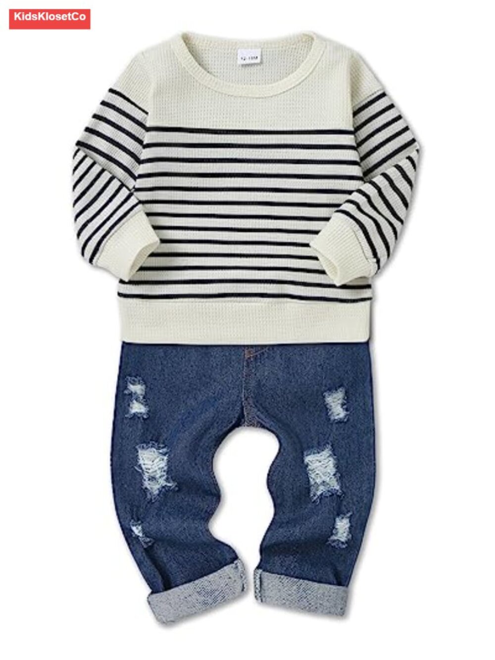 Toddler Boy 2-Piece Sweatshirt & Ripped Jeans Outfit Top and Pants Set